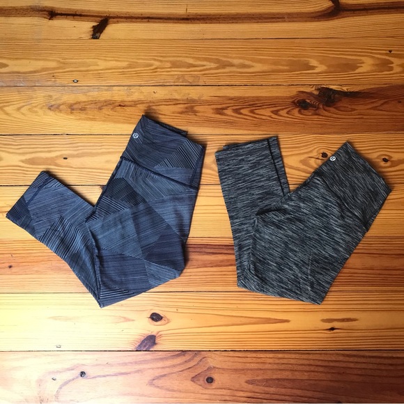 lululemon athletica Pants - Lululemon Athletica Grey Navy Geometric Capris Leggings, EUC, 6